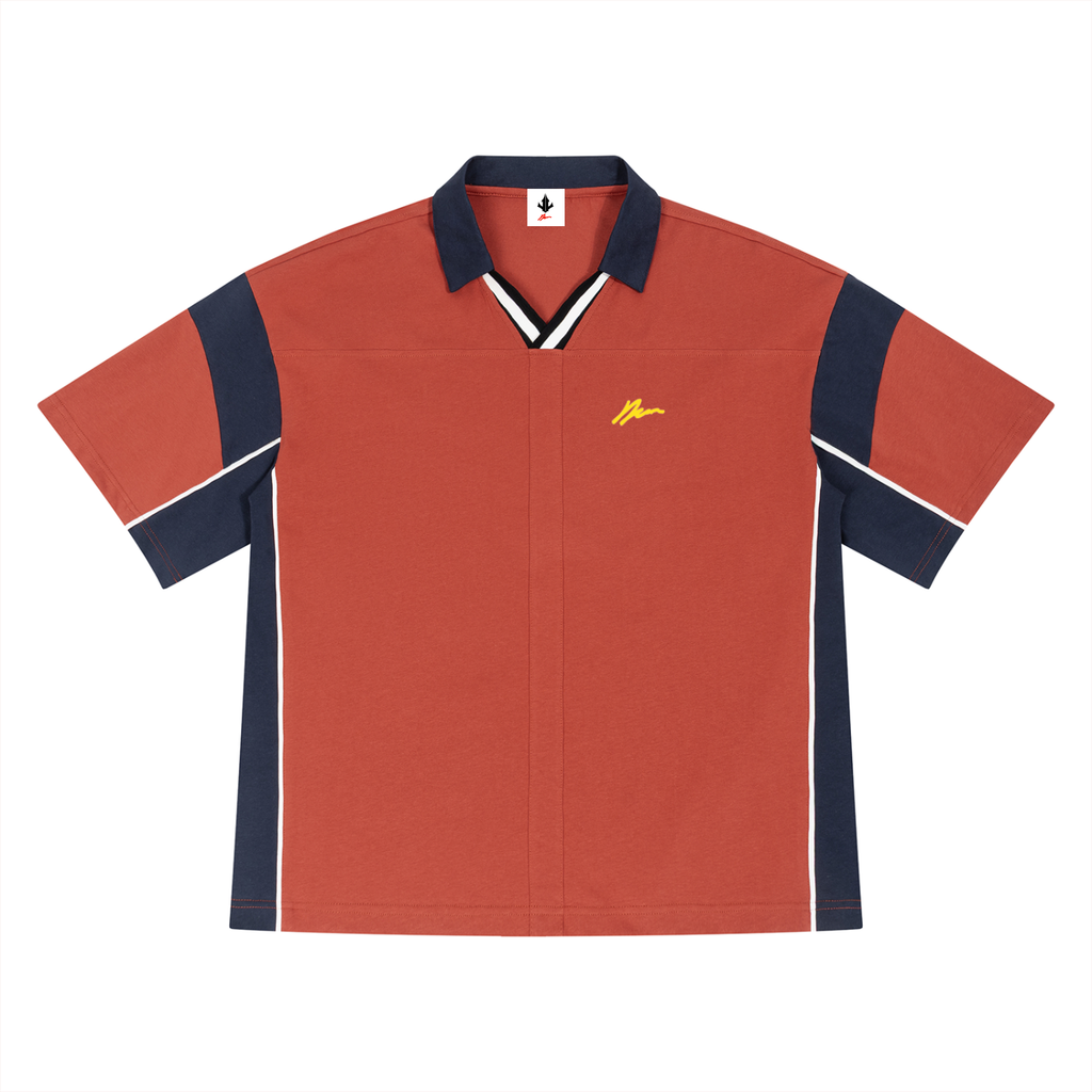 Unisex Boxy Color Block Polo Shirt