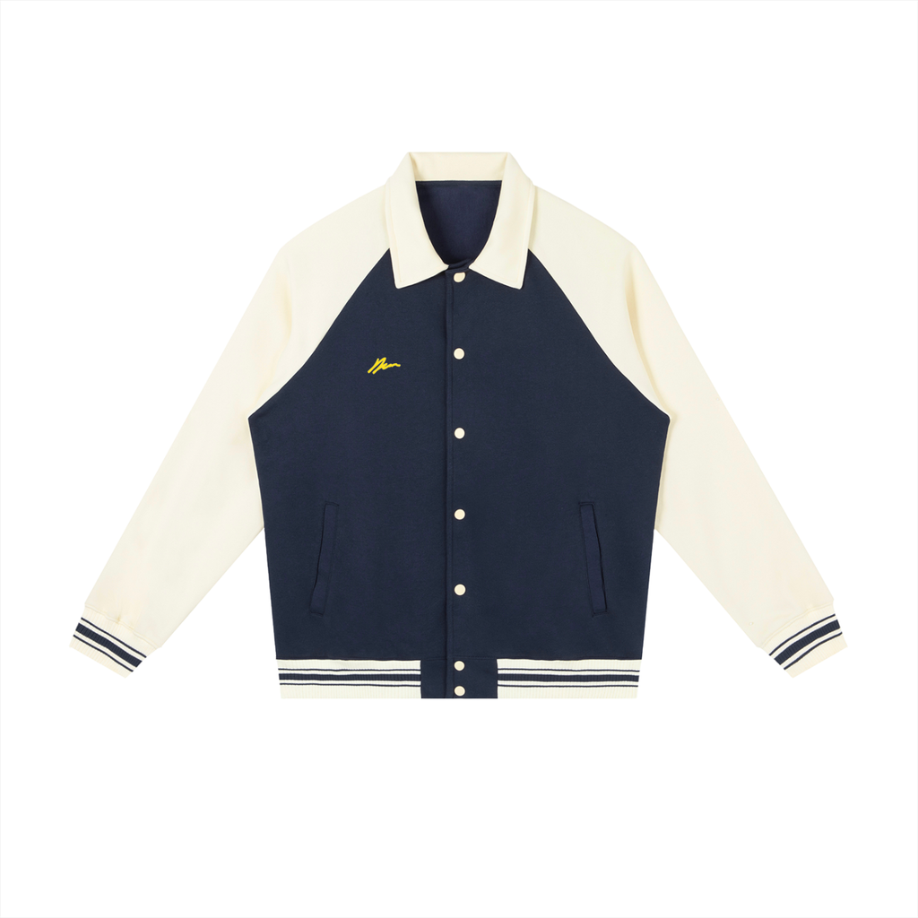 Contrast Raglan Sleeve Baseball Jacket